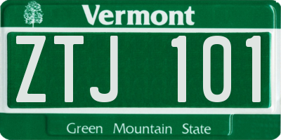 VT license plate ZTJ101