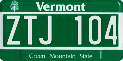 VT license plate ZTJ104