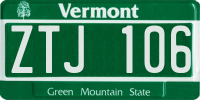 VT license plate ZTJ106