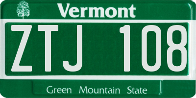 VT license plate ZTJ108