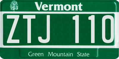VT license plate ZTJ110