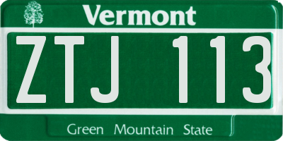VT license plate ZTJ113