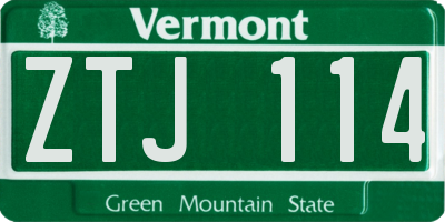 VT license plate ZTJ114