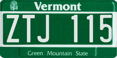 VT license plate ZTJ115