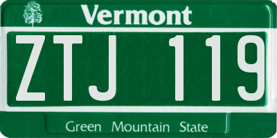 VT license plate ZTJ119