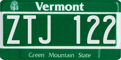 VT license plate ZTJ122
