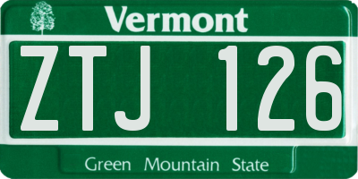 VT license plate ZTJ126