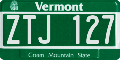 VT license plate ZTJ127