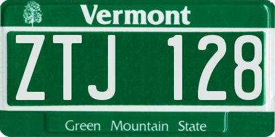 VT license plate ZTJ128