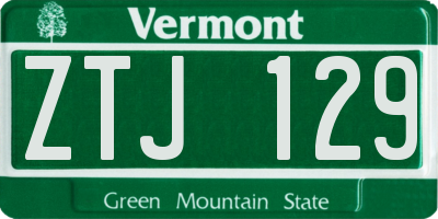 VT license plate ZTJ129