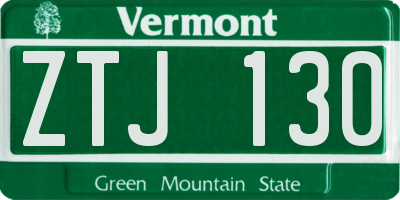 VT license plate ZTJ130