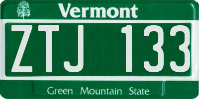 VT license plate ZTJ133