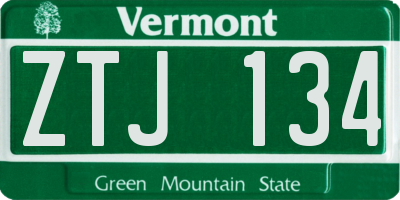 VT license plate ZTJ134