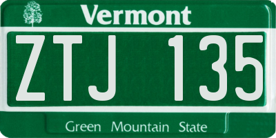 VT license plate ZTJ135