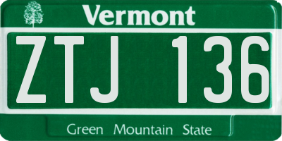 VT license plate ZTJ136