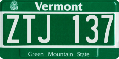 VT license plate ZTJ137
