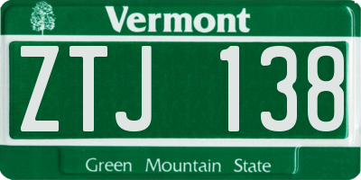 VT license plate ZTJ138