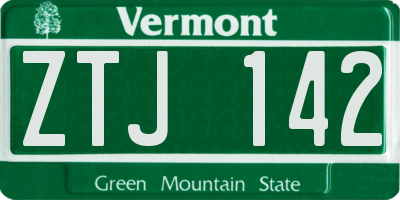VT license plate ZTJ142