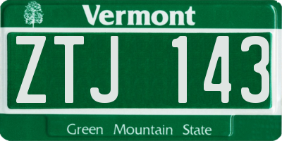 VT license plate ZTJ143
