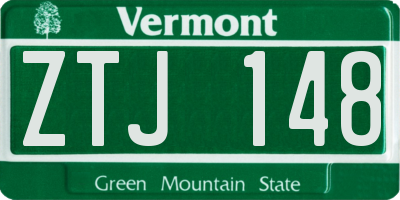 VT license plate ZTJ148