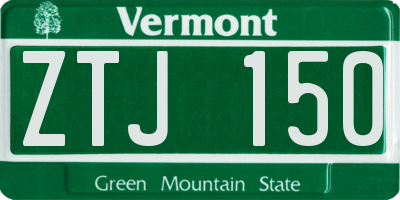 VT license plate ZTJ150