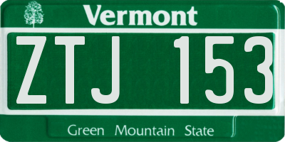 VT license plate ZTJ153