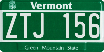 VT license plate ZTJ156