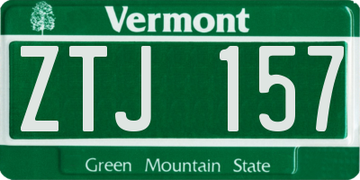 VT license plate ZTJ157