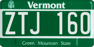 VT license plate ZTJ160