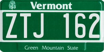 VT license plate ZTJ162