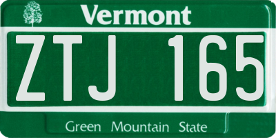 VT license plate ZTJ165