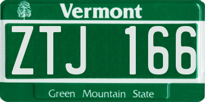 VT license plate ZTJ166