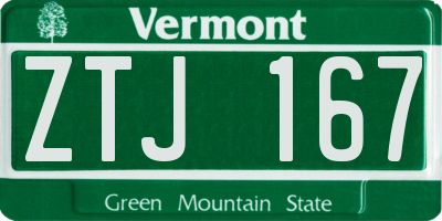 VT license plate ZTJ167