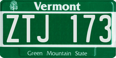 VT license plate ZTJ173