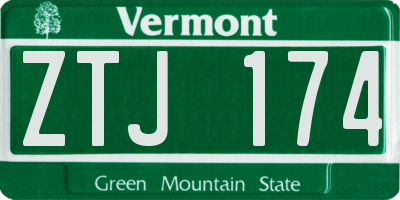 VT license plate ZTJ174