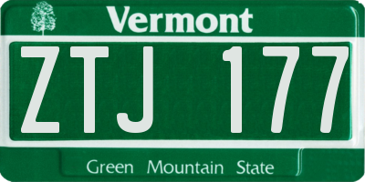 VT license plate ZTJ177