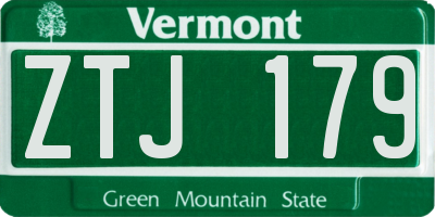 VT license plate ZTJ179