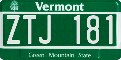 VT license plate ZTJ181