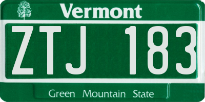 VT license plate ZTJ183