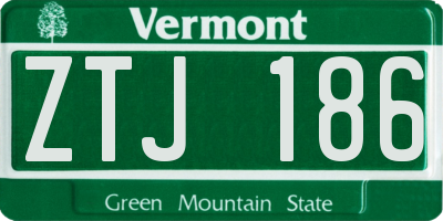 VT license plate ZTJ186