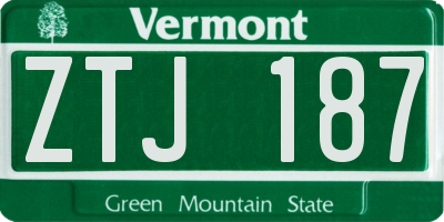 VT license plate ZTJ187