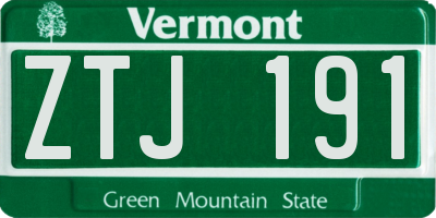 VT license plate ZTJ191