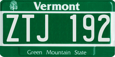 VT license plate ZTJ192