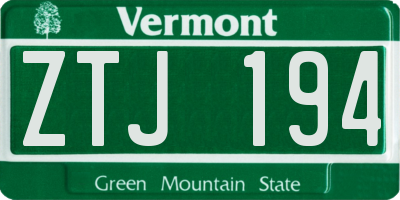 VT license plate ZTJ194
