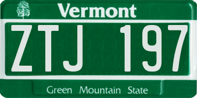 VT license plate ZTJ197