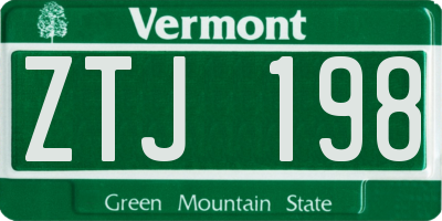 VT license plate ZTJ198