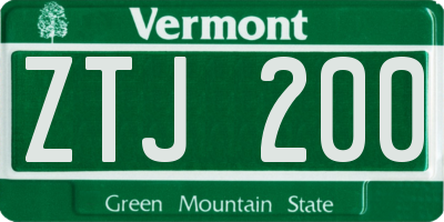 VT license plate ZTJ200