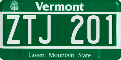 VT license plate ZTJ201