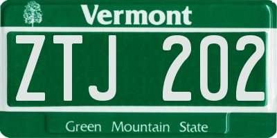 VT license plate ZTJ202