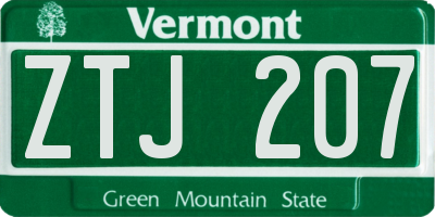 VT license plate ZTJ207